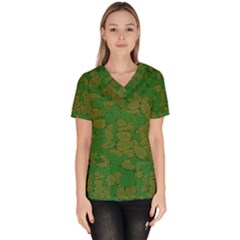 Vectors Leaves Background Plant Women s V-neck Scrub Top by Askadina