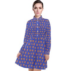 Cute Sketchy Monsters Motif Pattern Long Sleeve Chiffon Shirt Dress by dflcprintsclothing