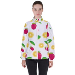 Strawberry Lemons Fruit Women s High Neck Windbreaker by Askadina