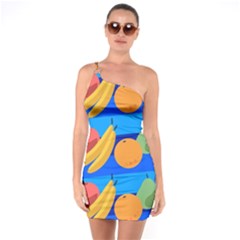 Fruit Texture Wave Fruits One Shoulder Ring Trim Bodycon Dress by Askadina