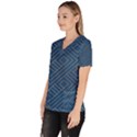 Plaid Background Blue Women s V-Neck Scrub Top View2