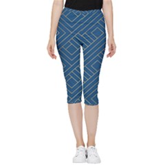 Plaid Background Blue Inside Out Lightweight Velour Capri Leggings  by Askadina