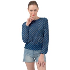 Plaid Background Blue Banded Bottom Chiffon Top by Askadina