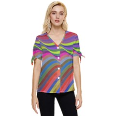 Psychedelic Surreal Background Bow Sleeve Button Up Top by Askadina