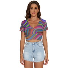 Psychedelic Surreal Background V-neck Crop Top by Askadina