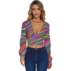 Psychedelic Surreal Background Long Sleeve Deep-v Velour Top by Askadina