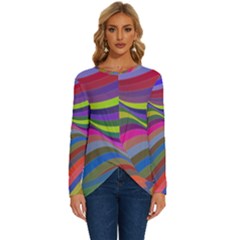 Psychedelic Surreal Background Long Sleeve Crew Neck Pullover Top by Askadina