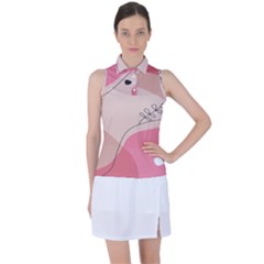 Pink Pattern Line Art Texture Minimalist Design Women s Sleeveless Polo T-shirt by Maspions