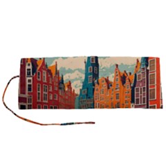 London England Bridge Europe Buildings Architecture Vintage Retro Town City Roll Up Canvas Pencil Holder (s) by Maspions