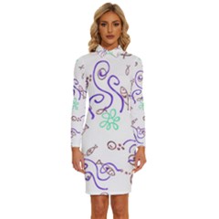 Fish Lilies Sea Aquatic Flowers Algae Bubble Animal Wildlife Nature Ocean Long Sleeve Shirt Collar Bodycon Dress by Bedest