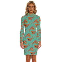 Cute Fish Underwater Sea Ocean Nature Aquarium Goldfish Marine Water Long Sleeve Shirt Collar Bodycon Dress by Bedest