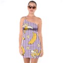 Pattern Bananas Fruit Tropical Seamless Texture Graphics One Shoulder Ring Trim Bodycon Dress View1