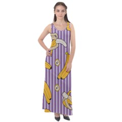 Pattern Bananas Fruit Tropical Seamless Texture Graphics Sleeveless Velour Maxi Dress by Bedest