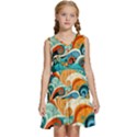 Waves Ocean Sea Abstract Whimsical Abstract Art Pattern Abstract Pattern Nature Water Seascape Kids  Sleeveless Tiered Mini Dress View1