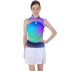 Circle Colorful Rainbow Spectrum Button Gradient Women s Sleeveless Polo T-shirt by Maspions