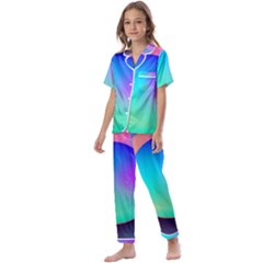 Circle Colorful Rainbow Spectrum Button Gradient Kids  Satin Short Sleeve Pajamas Set by Maspions