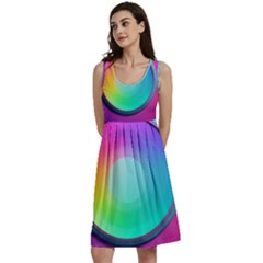 Circle Colorful Rainbow Spectrum Button Gradient Psychedelic Art Classic Skater Dress by Maspions