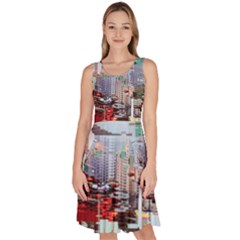 Digital Computer Technology Office Information Modern Media Web Connection Art Creatively Colorful C Knee Length Skater Dress With Pockets by Maspions