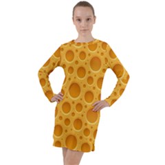 Cheese Texture Food Textures Long Sleeve Hoodie Dress by nateshop