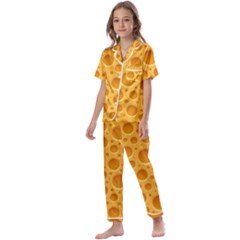 Cheese Texture Food Textures Kids  Satin Short Sleeve Pajamas Set by nateshop