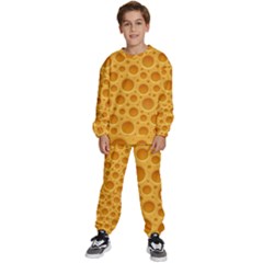 Cheese Texture Food Textures Kids  Sweatshirt Set by nateshop