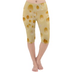 Cheese Texture, Yellow Cheese Background Lightweight Velour Cropped Yoga Leggings by nateshop