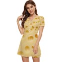 Cheese Texture, Yellow Cheese Background V-Neck High Waist Chiffon Mini Dress View2