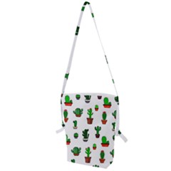 Cactus Plants Background Pattern Seamless Folding Shoulder Bag by Maspions