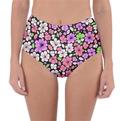 Flowers Floral Pattern Digital Texture Beautiful Reversible High-waist Bikini Bottoms by Maspions