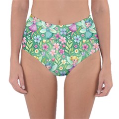 Fairies Fantasy Background Wallpaper Design Flowers Nature Colorful Reversible High-waist Bikini Bottoms by Maspions