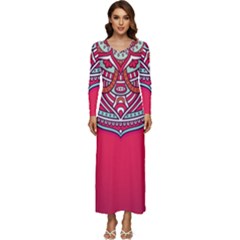 Mandala Red Long Sleeve Longline Maxi Dress by goljakoff