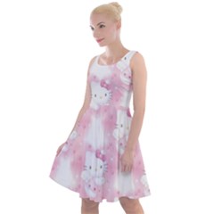 Hello Kitty Pattern, Hello Kitty, Child, White, Cat, Pink, Animal Knee Length Skater Dress by nateshop