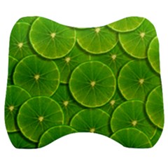 Lime Textures Macro, Tropical Fruits, Citrus Fruits, Green Lemon Texture Velour Head Support Cushion by nateshop