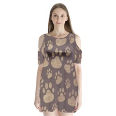 Paws Patterns, Creative, Footprints Patterns Shoulder Cutout Velvet One Piece by nateshop