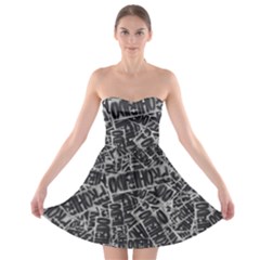 Rebel Life: Typography Black And White Pattern Strapless Bra Top Dress by dflcprintsclothing