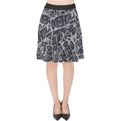 Rebel Life: Typography Black And White Pattern Velvet High Waist Skirt by dflcprintsclothing