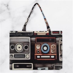 Retro Cameras Old Vintage Antique Technology Wallpaper Retrospective Medium Tote Bag by Grandong