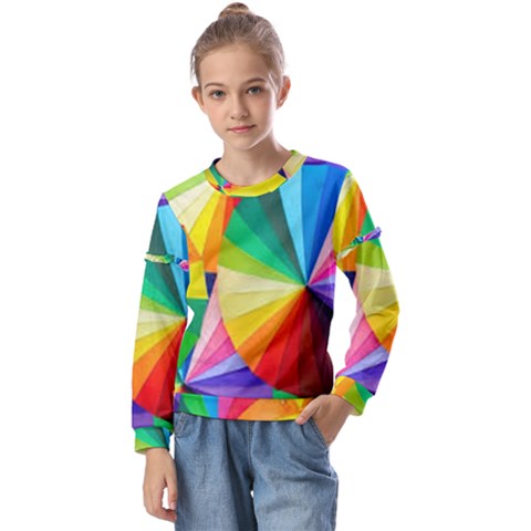 Bring Colors To Your Day Kids  Long Sleeve T-shirt With Frill  by elizah032470