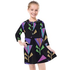 Abstract Pattern Flora Flower Kids  Quarter Sleeve Shirt Dress by Maspions