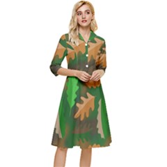 Leaves Foliage Pattern Oak Autumn Classy Knee Length Dress by Maspions