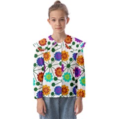 Bloom Plant Flowering Pattern Kids  Peter Pan Collar Blouse by Maspions