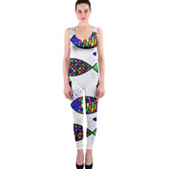 Fish Abstract Colorful One Piece Catsuit by Maspions