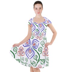 Bloom Nature Plant Pattern Cap Sleeve Midi Dress by Maspions