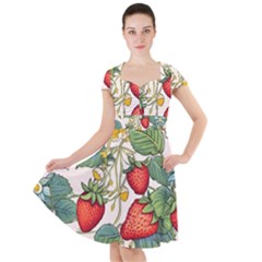 Strawberry-fruits Cap Sleeve Midi Dress by Maspions