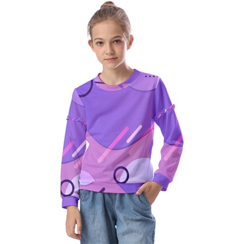 Colorful Labstract Wallpaper Theme Kids  Long Sleeve T-shirt With Frill  by Apen