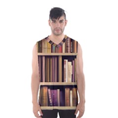 Books Bookshelves Office Fantasy Background Artwork Book Cover Apothecary Book Nook Literature Libra Men s Basketball Tank Top by Posterlux