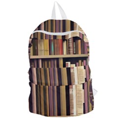 Books Bookshelves Office Fantasy Background Artwork Book Cover Apothecary Book Nook Literature Libra Foldable Lightweight Backpack by Posterlux