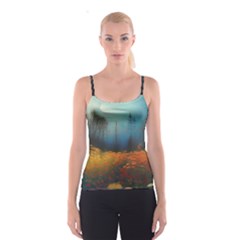 Wildflowers Field Outdoors Clouds Trees Cover Art Storm Mysterious Dream Landscape Spaghetti Strap Top by Posterlux