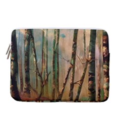 Woodland Woods Forest Trees Nature Outdoors Mist Moon Background Artwork Book 15  Vertical Laptop Sleeve Case With Pocket by Posterlux