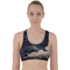 Starry Sky Moon Space Cosmic Galaxy Nature Art Clouds Art Nouveau Abstract Back Weave Sports Bra by Posterlux